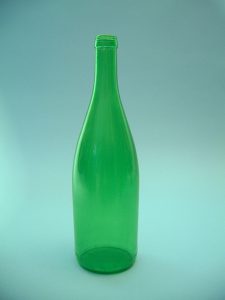 Green wine bottle made of sugar glass