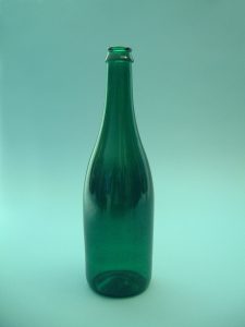 champagne bottle color green, H x B 29 x ø 8,5 cm.