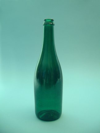 Champagnefles kleur groen,. H x B 29 x ø 8,5 cm.