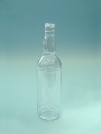 Sugar Glass Whiskey Bottle. Height x diameter is 29 x ø 8 cm. Color blank
