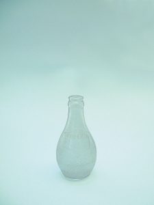 Oranginaflesje gemaakt van suikerglas, blank, 16 cm x ø8 cm