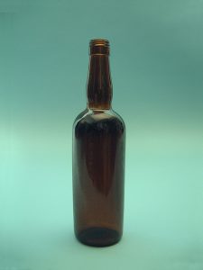 Sugar glass Whiskey bottle Madeira, color brown, 29 x 7 centimeter.