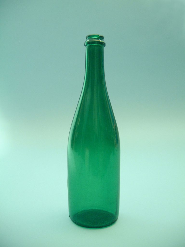 Suikerglas Sektfles, groen,30 x ø 8 cm.