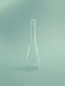 Sugar glass Schnaps bottle 200ml, clear 18 x ø 5.5cm.