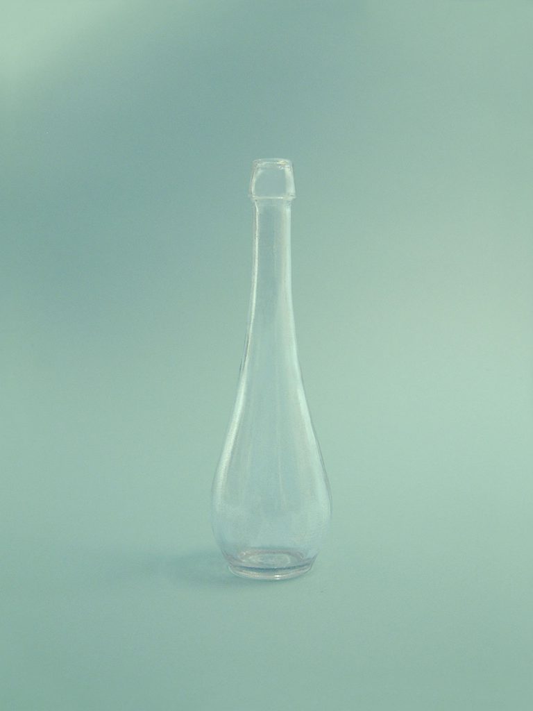 Sugar glass Schnaps bottle 200ml, clear 18 x ø 5.5cm.