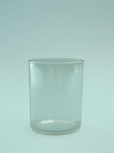 Sugar glass water glass. 9 centimeters high and 7.3 cm in diameter.