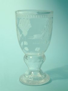 Suikerglas - veiligheidsglas- Wijnkelk herdersmotief 15,5 x 8 cm.