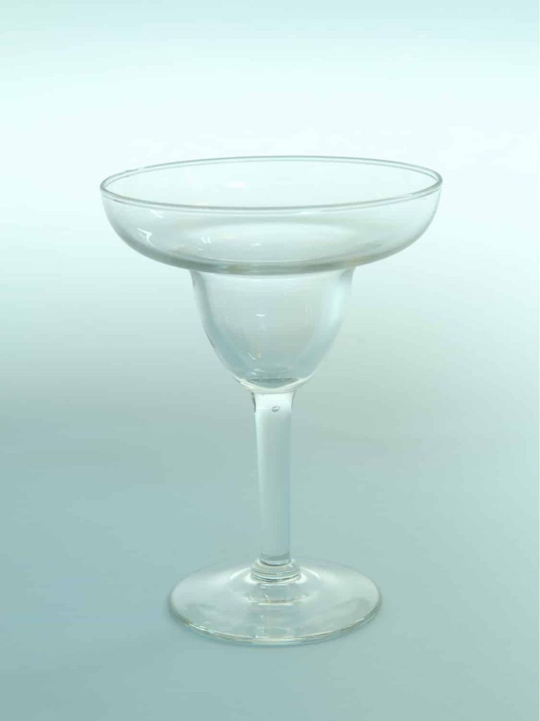 Champagneschaal, doorzichtig suikerglas, H*B=15 x 11,2 cm.