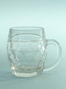 Breakaway Sugar glass beer mug. Content 0.5L. Belly model. Height x Width: 12 x 10.1 cm.