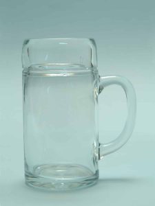 Beer stein / Sugar glass water jug / beer mug 1L smooth. Height x Width: 20 x 10.5 cm.