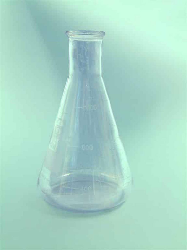 Erlenmeyer (Kolf) van suikerglas. 1000 ml. 22 cm x ø 12,5cm