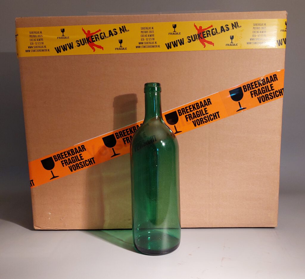 Sugar glass wine bottles are sold per box.